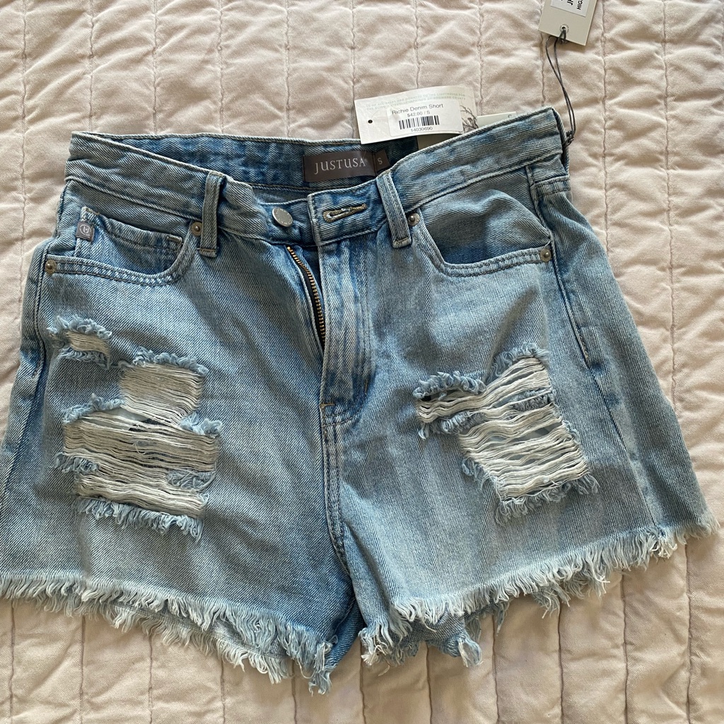 High Rise Distressed Denim Shorts  Brand New